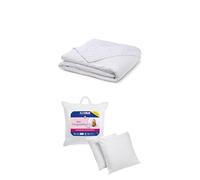 Bleu Calin Lot Couette Légère Été 2 Personnes Anti-Transpiration TopCool, Blanc, 240x260 cm + 2 Oreillers Été Anti-Transpiration TopCool Blancs 60x60 cm