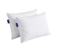 Bleu Calin Lot de 2 Oreillers Confort Ferme 'Alaska', Superbe Gonflant, 50x70 cm, Enveloppe 100% Coton Percale, Blanc, 50x70cm Forme rectangulaire