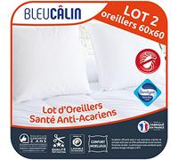 Bleu Calin Lot de 2 Oreillers Moelleux Anti-acariens 60x60cm