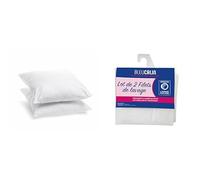 Bleu Câlin Lot de 2 Oreillers Volume Blancs, 60x60cm + Lot De 2 Filets De Lavage Oreiller Traversin, Polyester, 65 x 30/65 x 40 cm