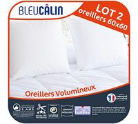 Bleu Calin Lot de 2 Oreillers Volumineux - Enveloppe Coton - Gonflant - Certifié Oeko tex- 60x60cm