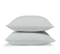 Bleu Câlin Lot de 2 Taies d'oreiller Unies 65x65cm Gris Clair | 100% Percale de Coton, 80 Fils/m²