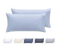 Bleu Clair 70X40 cm, Lot de 2 taies oreiller hypoallergéniques en Microfibre Extra Douce, Bleu Clair