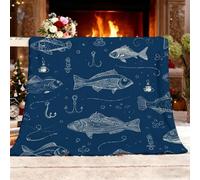 Bleu Couverture Polaire Douce, Plaid Polaire Flanelle Automne et hiver | RéTro OcéAn ThèMe Couverture de Lit, Couvre-Lit Décoration, Jeté de Canapé Chaude Pour Adulte et Enfant XL 150x200 cm