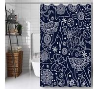Bleu Marine Rideau Douche 100x140cm Rideau de Douche Simple Shower Curtain - Impression Polyester Tissu - avec 12 Crochets - Tissu Lavable en Machine - Imperméable - pour Salle de Bain - Hôtel D#676
