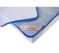 Bleu Merino Surmatelas réversible 100% Laine d'agneau/sur-Matelas en Velours de Laine de Mouton et Laine Vierge, sur-Matelas de Haute qualité, protège-Matelas doté de 4 Coins élastiqués