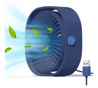 (Bleu)Mini Ventilateur Portable Silencieux 3 Vitesses Réglable Alimenté par USB, pour la Maison et le Bureau