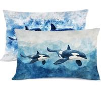 Bleu Taie Oreiller 50 x 70 Animal Taie d'oreiller 50x70 Protege Oreiller Rectangulaire Housse de Coussin Super Doux Taies D'oreillers Recto Verso Housse Coussin Decoratif, Chambre Lit Decoratif R-527