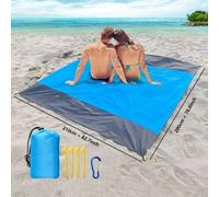 (Bleu)Tapis De Plage Couverture Pique Nique 200x210cm Couverture De Plage Ultra-Légère Natte De Plage Extérieure Imperméable Pour La Plage,Le Camping,Portable À Séchage Rapide.