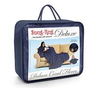 BleuSnug Rug Deluxe Couverture à Manches en Polaire - Plaid Polaire Luxueux 260gsm pour Femme et Homme, idéal pour Adulte sur Canapé ou Devant la TV en Hiver, avec Poches Pratiques et Confortables