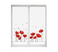 Blindecor Duo Relax Lot de 2 Stores enrouleurs translucides en Tissu Easy Fix Impression numérique Coquelicot 60 x 150 cm Dimensions du Tissu 57 x 145 cm