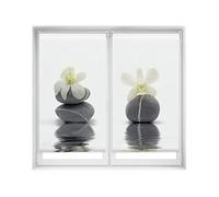 Blindecor Duo Relax Lot de 2 Stores enrouleurs translucides en Tissu Easy Fix Impression numérique Modèle orchidée 80 x 150 cm Dimensions du Tissu 77 x 145 cm