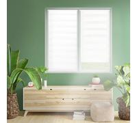 Blindecor Indus Store jour nuit sans percage | Couleur Blanc 60 x 130 cm (L x H) | Taille du tissu 57 x 125 cm | Store enroleur fixation avec ou sans perçage