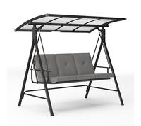 Blishom Balançoire de Jardin Hollywood 3 Places Gris, Convertible en Lit avec Toit Pare-Soleil Réglable, Structure Métallique Stable Tissu Étanche pour Terrasse Jardin