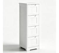 Blishom Meuble Salle de Bain 4 Tiroirs, Rangement Étroit, Blanc | Structure MDF Imperméable, Meuble d'Appoint Polyvalent, Style Moderne, pour Salle de Bain Cuisine Couloir
