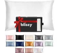 BLISSY Taie d'oreiller en Soie - 100% Pure Soie de mûrier - 22 Momme - Fibres 6A de Haute qualité - Taie d'oreiller en Satin pour Cheveux et Peau - Fermeture éclair dissimulée - Taille Standard -