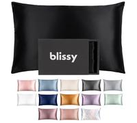 Blissy Taie d'oreiller en Soie 100% Pure Soie de mûrier - 22 mommes - Fibres 6A de Haute qualité - Taie d'oreiller en Satin pour Cheveux et Peau - Taille Standard, Queen et King Size avec Fermeture