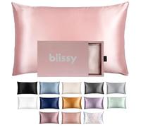 Blissy Taie d'oreiller en Soie - 100% Pure Soie de Mûrier 6A 22 Mommes - Satin pour Cheveux et Peau - Fermeture Éclair
