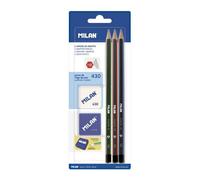 Blister 3 Crayons Graphite Triangulaires + Taille-Crayons Afila + Gomme À Effacer 430