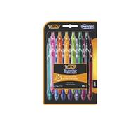 BIC Gel-ocity Quick Dry - Stylos-Gel Rétractables Séchage Ultra-Rapide - Pointe Moyenne (0,7 mm) - Couleurs Assorties, Blister de 13