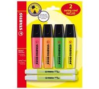 Blister de 4 surligneurs Stabilo Boss + 2 surligneurs de poche Swing Cool Jaune Jaune G