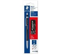 Staedtler Mars Technico, Porte-mine noir de 2 mm avec indication de degré réglable pour artistes et professionnels, Étui blister avec 1 porte-mine et 1 gomme Rasoplast noire, 780 C BKP6