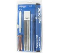 Blister Vallorbe avec trois limes rondes ø 5/32'' (4,0 mm) pour chaînes 1/4'' et 3/8'' LP, une lime plate, un porte-lime