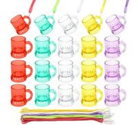 BLLREMIPSUR 20 Pièces Verres à Shot en Plastique, Verres à Shot pour Mariée, Collier de Verre à Liqueur en Plastique avec Chaîne, Réutilisables Collier de Verre à Shot Bachelorette Accessoire