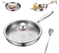 Blluoy Titaniums Poêle en titane avec couvercle, 100 % pur titane, poêle à frire antiadhésive, multifonctionnelle, ultra durable, passe au lave-vaisselle (28 cm)