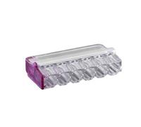 BLM, Borne à Insertion Directe Mini Connex 6 Entrées, Sachet de 10, Compatible Fils 0.2-2.5 mm², Tension 450V, Courant 24A, Dénudage 11mm, Couvercles Codés Couleur, Options 2-8 Entrées