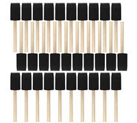 BLMHTWO Lot de 30 pinceaux en mousse de 2,5 cm avec manche en bois et tête biseautée, pratiques et durables - Lavables