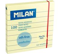 Bloc 100 notes adhésives jaunes lignées 76 x 76 mm (Lot de 5)