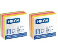 Bloc 250 notes adhésives couleurs Fluo 50 x 50 mm (Lot de 2)