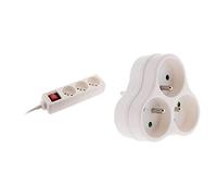Bloc 3 prises 16A 2P+T avec interrupteur Blanc - Zenitech & Triplite 3x 16A triangulaire - Blanc - Zenitech