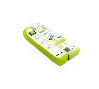 Electraline Gummy 35603 Bloc Multiprise 3 prises et 2 USB - couverture en silicone protection contre chocs - câble 2 mt - fiche plat