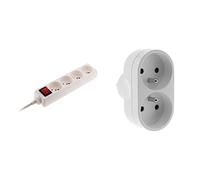 Bloc 4 Prises 16A 2P+T avec Interrupteur Blanc - Zenitech & Biplite 16A façade - Blanc