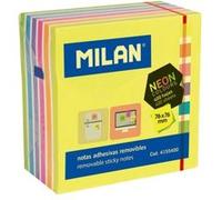 Bloc 400 notes adhésives couleurs Fluo 76 x 76 mm (jaune, multicolore)