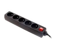 Zenitech Bloc multiprise 5 prises 16A 2P+T avec interrupteur Noir