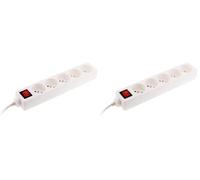 Bloc 5 Prises + Interrupteur + fiche extraplate 1m - Zenitech (Lot de 2)
