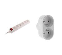 Bloc 6 Prises 16A 2P+T avec Interrupteur Blanc - Zenitech & Biplite 16A façade - Blanc