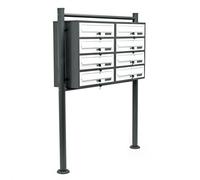 Bloc 8 Boites Lettres Pied Support 2x4 Compartiment Superposé Acier Galvanisé Anthracite Et Blanc Helloshop26 16_0000050 Multicolore