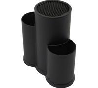 Bloc à couteaux 3 en 1 - Support à couteaux universel - Insert amovible pour couteaux - Pour 4 à 5 couteaux - Largeur de lame 5 à 8 cm - Diamètre 11,2 cm - Sans couteaux - Noir