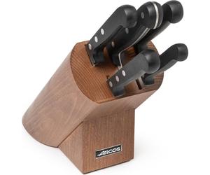 Bloc à couteaux avec 5 couteaux Arcos Universal 285700 Acier inoxydable et polyoxyméthylène couleur mangue Lot de 6 pièces et coffret cadeau