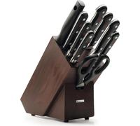 Set de bloc à couteaux CLASSIC, 10 pièces, avec fusil d'affûtage, ciseaux et fourchette à viande, marron, Wüsthof
