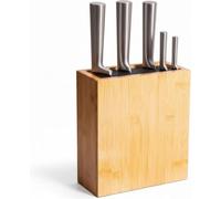 Bloc à couteaux en bambou naturel pour cuisine insert flexible 26 x 23 x 11,5 cm en bambou brun clair 13_0018638