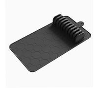 Bloc à couteaux en silicone dans un tiroir, avec 10 emplacements | Tapis à couteaux amovible résistant à la chaleur, plateau de rangement pour couverts de cuisine antidérapant, noir