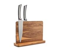 Bloc à couteaux magnétique double face - Support de couteaux multifonction en bois avec organisateur de rangement magnétique puissant pour la cuisine