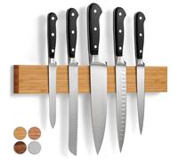 Bloc à couteaux magnétique en bambou avec aimants ultra-puissants – 40 cm – Bloc à couteaux magnétique en bois pour ustensiles et outils de cuisine – Blocs à couteaux vides