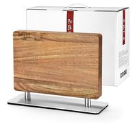 Bloc à couteaux magnétique en bois d'acacia, double face, dimensions : 34 x 10 x 26 cm
