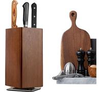 Bloc à couteaux magnétique, PP, bois d'acacia, rotation à 360°, 11 cm x 11 cm x 24,6 cm, 2,8 kg